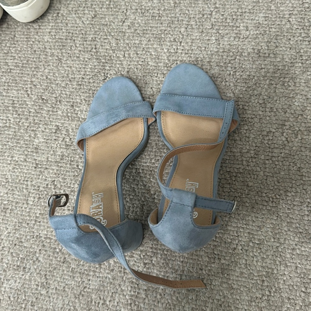 women’s blue ankle strap heel